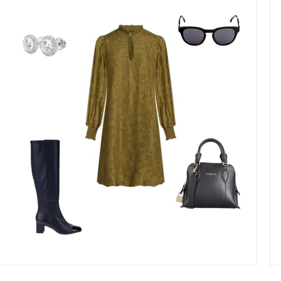 Tommy Hilfiger Burnout Shift Dress in Deep Olive size 10 - Picture 3 of 7